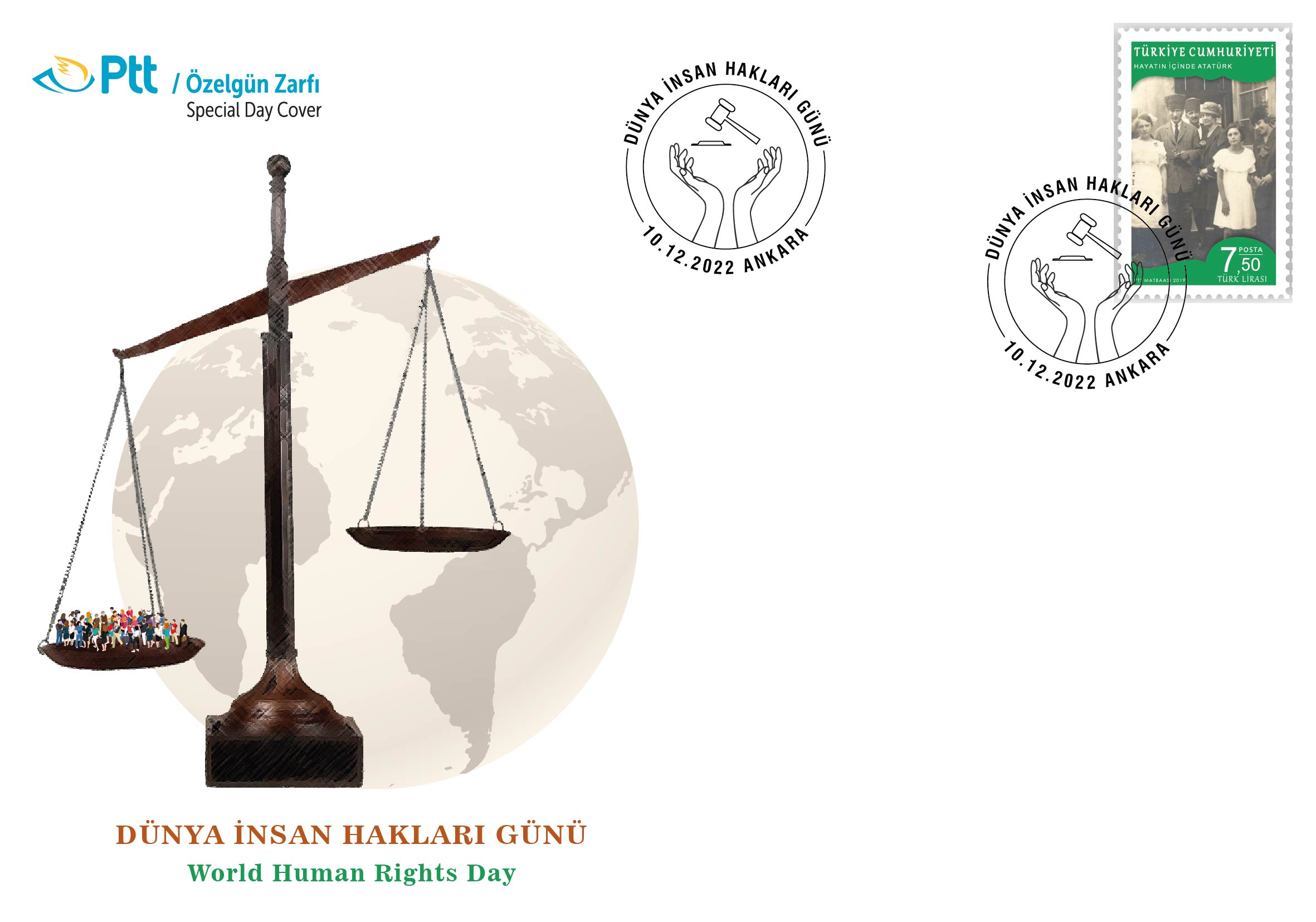 PTT’DEN “DÜNYA İNSAN HAKLARI GÜNÜ” KONULU ÖZELGÜN ZARFI