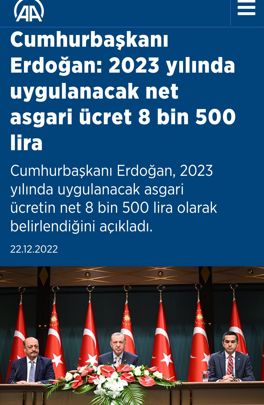 2023 yılında uygulanacak net asgari ücret 8 bin 500 lira