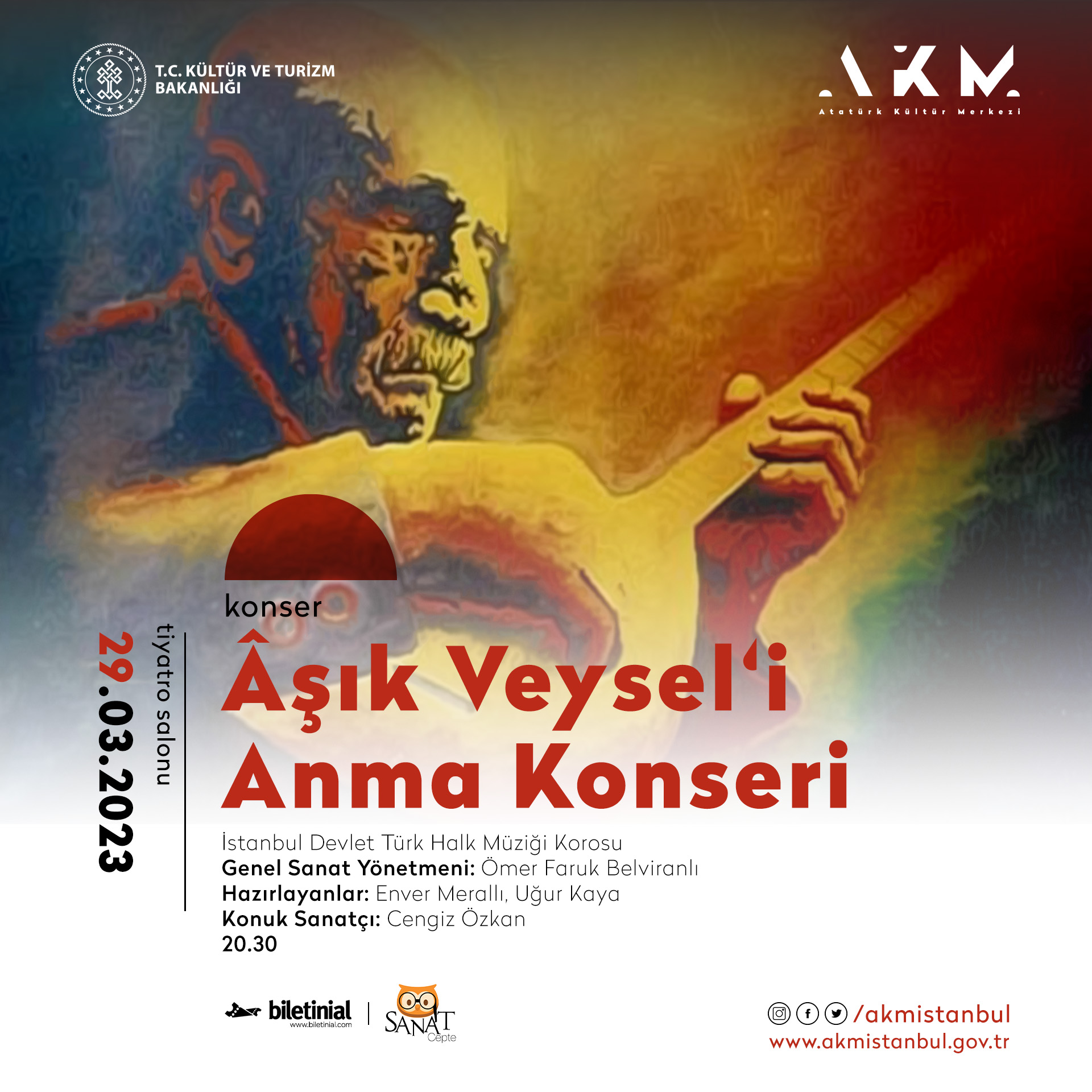 HALK OZANI AŞIK VEYSEL  AKM’DEKİ ÖZEL KONSERLE ANILIYOR