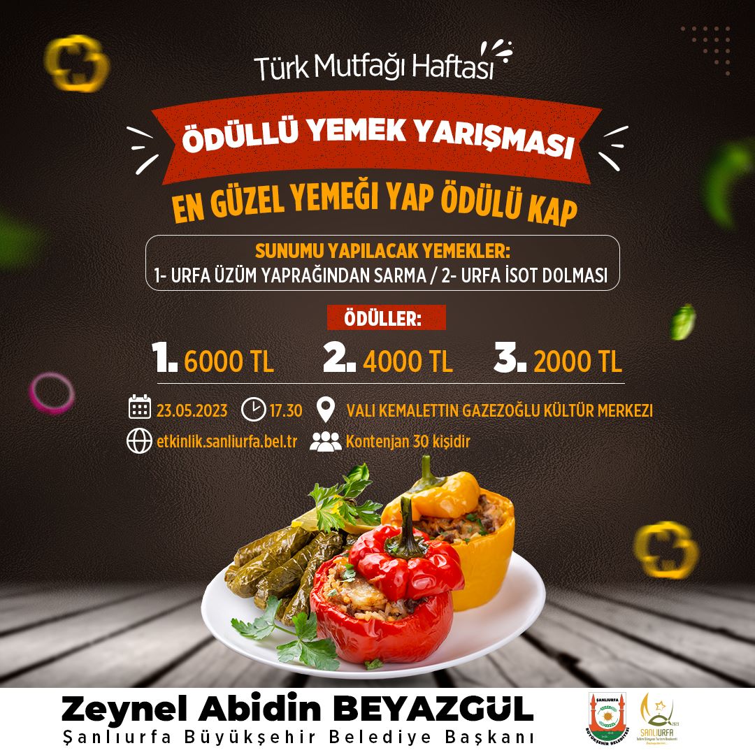 GASTRONOMİ ŞEHRİ ŞANLIURFA’DA BÜYÜKŞEHİRDEN “TÜRK MUTFAĞI YEMEK YARIŞMASI