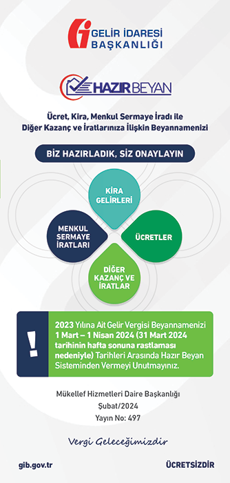 2023 takvim yılı gelirlerinin beyanına yönelik broşür yayınlandı