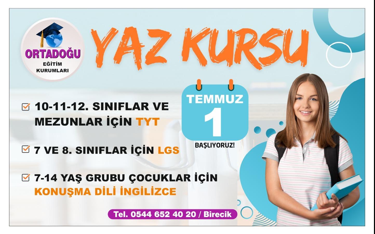 BİRECİK ORTADOĞU YAZ KURSU 1 TEMMUZ’DA BAŞLIYOR