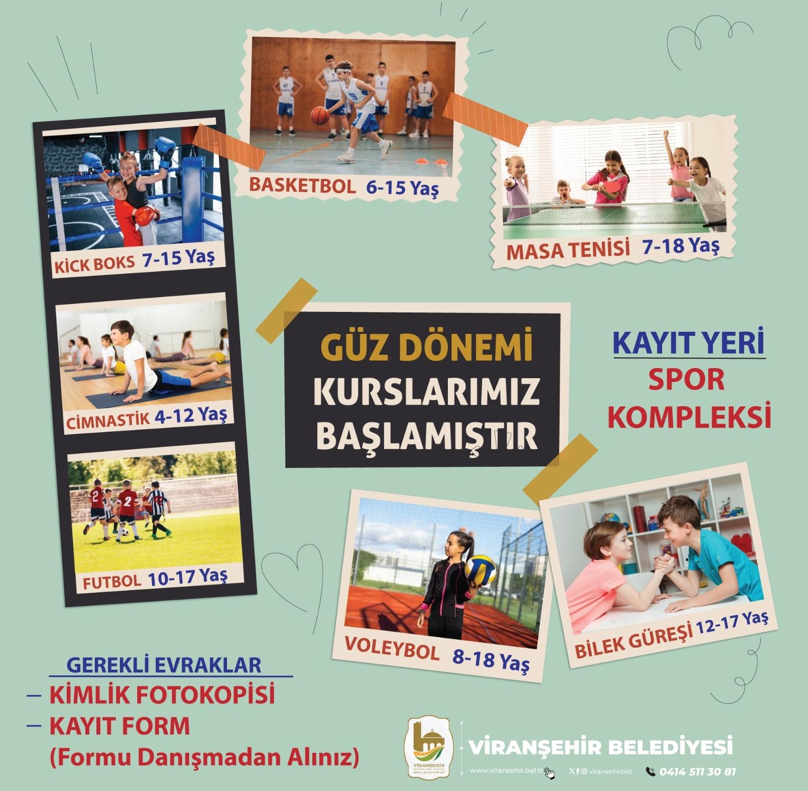 VİRANŞEHİR’DE GÜZ DÖNEMİ KURSLAR İLE GENÇLER SPORLA BULUŞUYOR